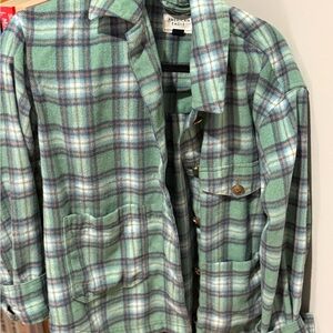 American Eagle Blue and Green Plaid Shirt